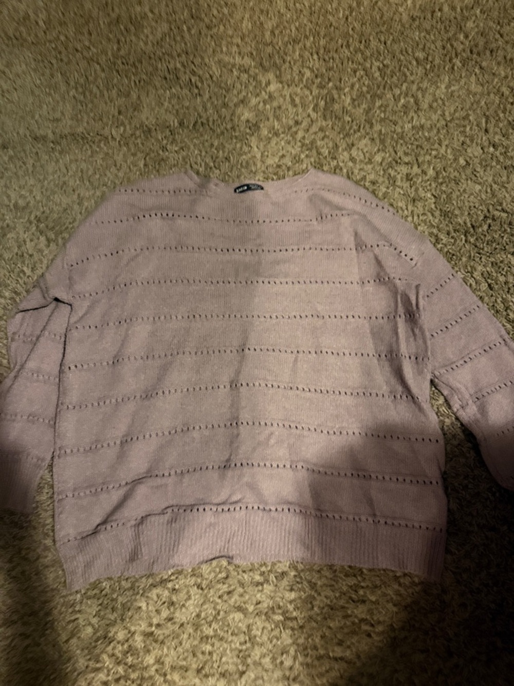 SHEIN Lilac Openwork Crew Neck Sweater